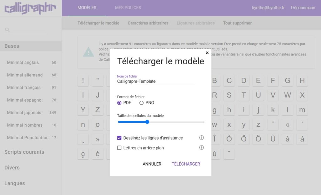 calligraphr telecharger modele | Créer facilement une police de caractère avec sa propre écriture : Calligraphr