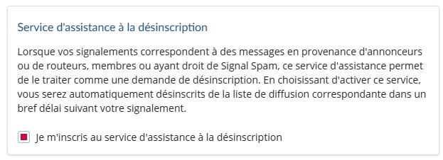 Signal Spam - Assistance à la désinscription