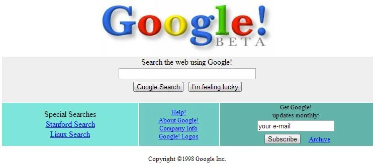 Google.com le 2 décembre 1998
