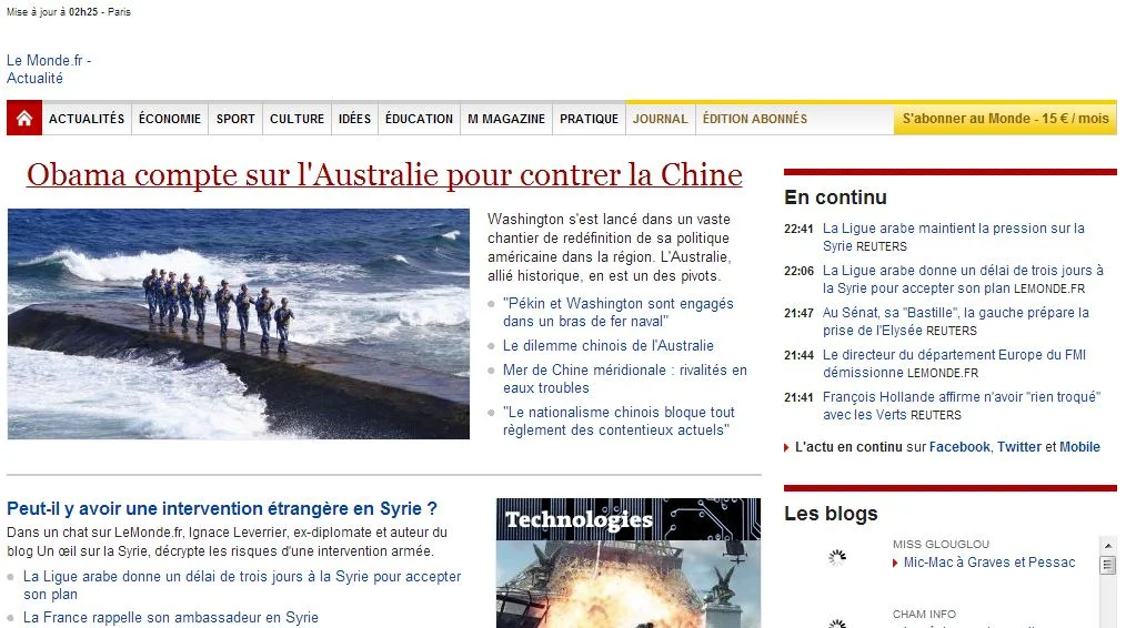 Le Monde, 17 novembre 2011