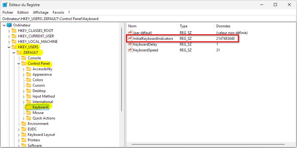 editeur du registre 1 | Comment activer le pavé numérique au démarrage de Windows 10 et Windows 11