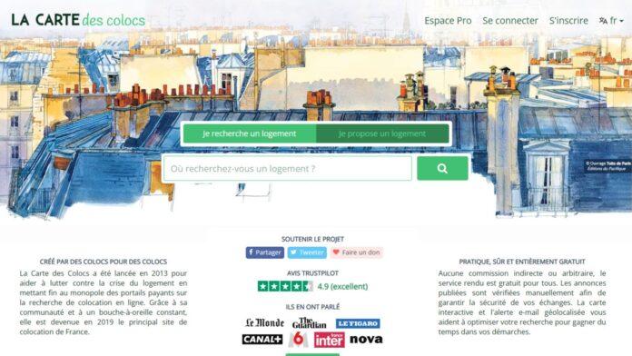 Vous cherchez une colocation ? Il y a un site pour ça : La Carte des Colocs.