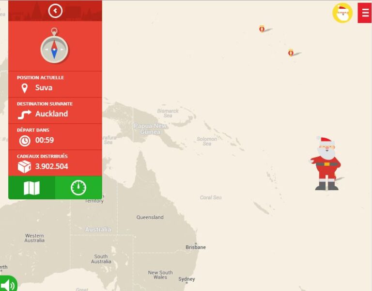 Suivez le parcours du Père Noël en temps réel