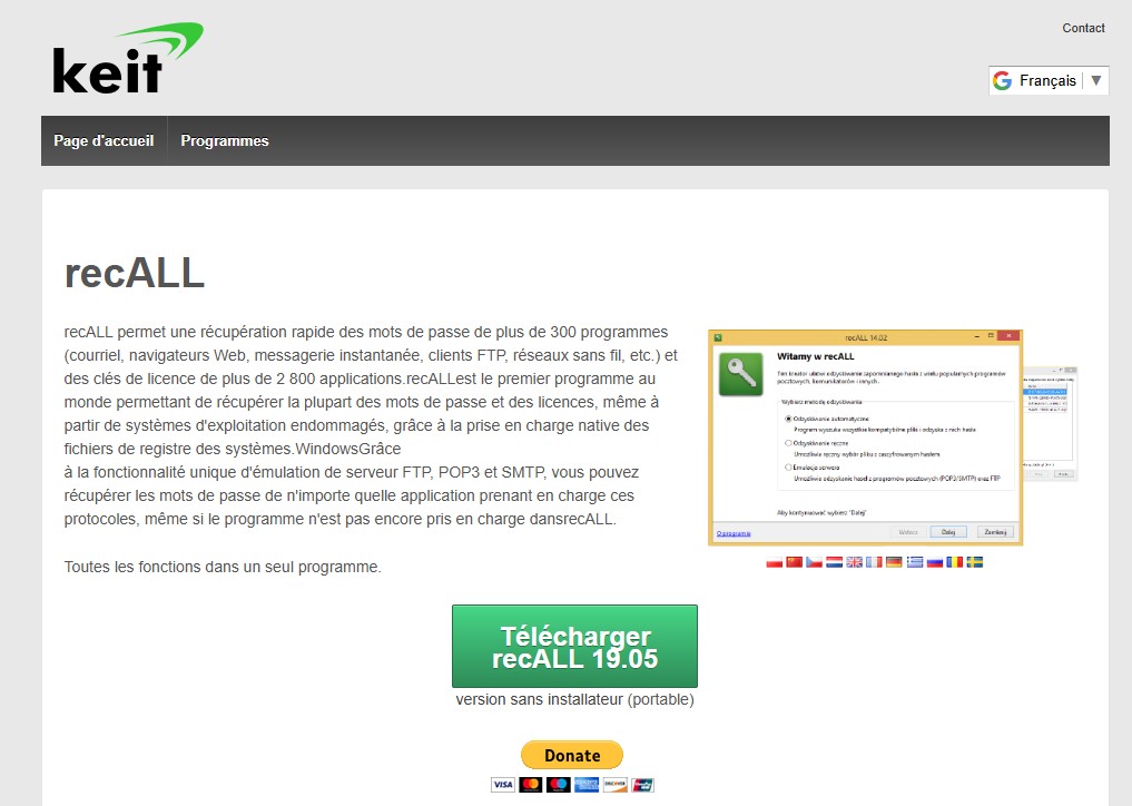 recALL : Retrouver les clés de ses logiciels et ses mots de passe sur Windows 1 recall site officiel keit | recALL : Retrouver les clés de ses logiciels et ses mots de passe sur Windows