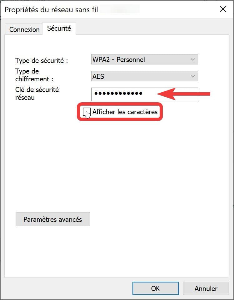 Retrouver son mot de passe wifi sous Windows - Propriété du réseau sans fil