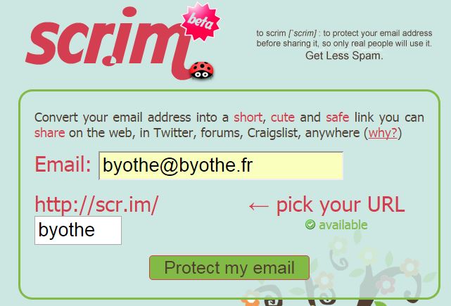 Utiliser scr.im pour partager son adresse email sur le web