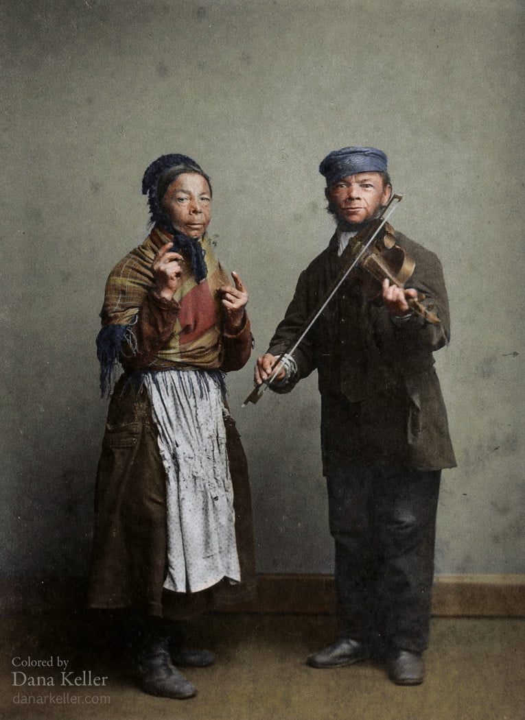 Musiciens de rue à Amsterdam, Kaatje et Christiaan Britting, vers 1885