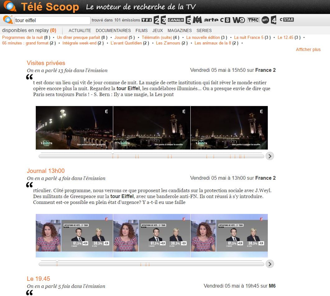tele scoop resultat | Télé Scoop : un moteur de recherche de mots clés dans les émissions de TV