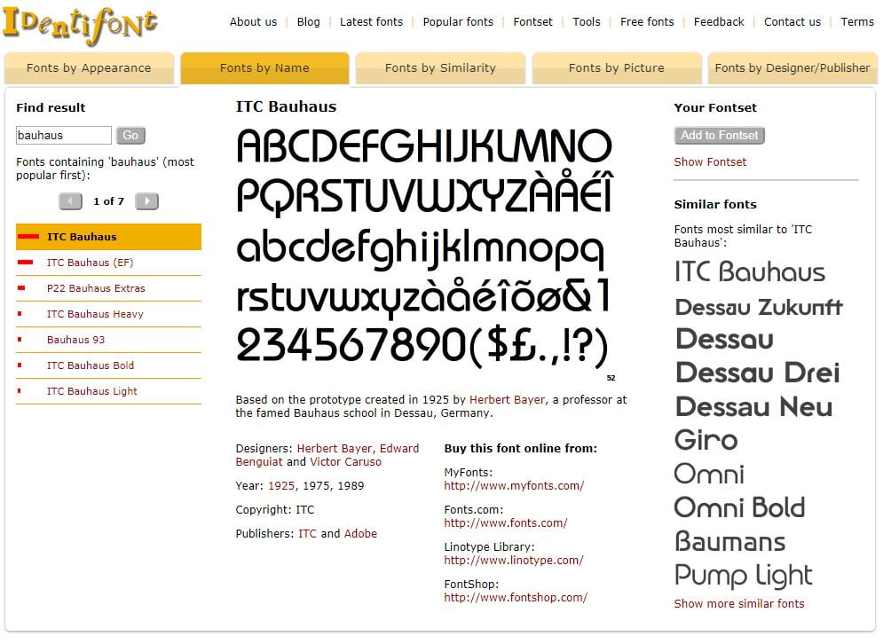 identifont by name