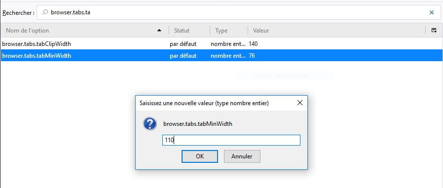 firefox definition largeur onglets
