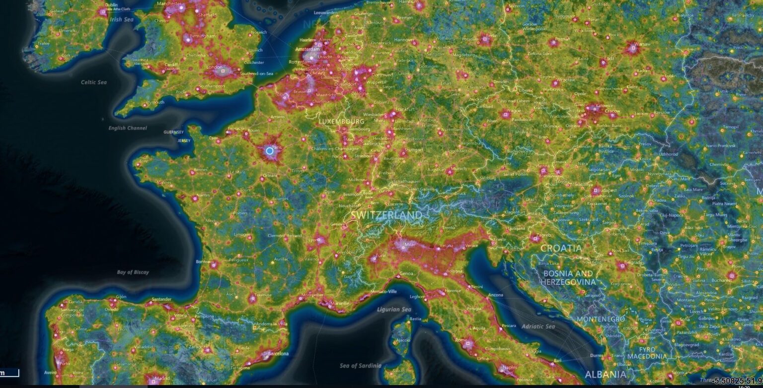 Pollution Intensity Map An interactive map of light pollution around the world