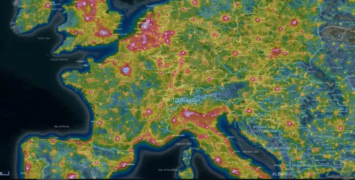 light pollution map pollution lumineuse