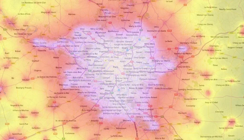 light pollution map pollution lumineuse paris