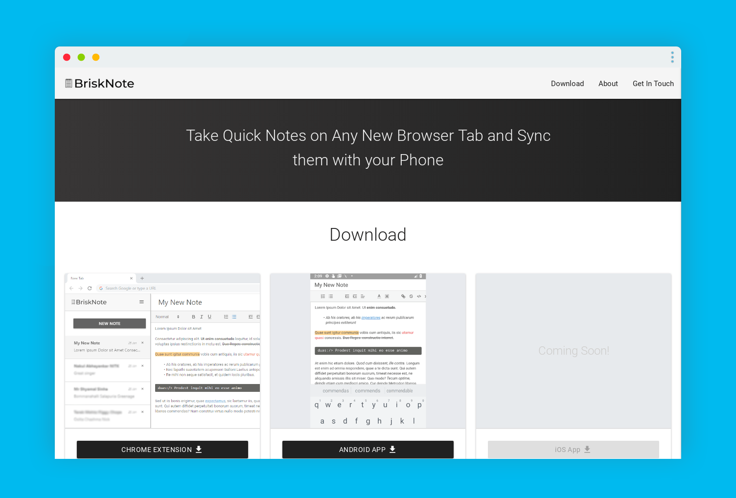 brisknote note navigateur application mobile