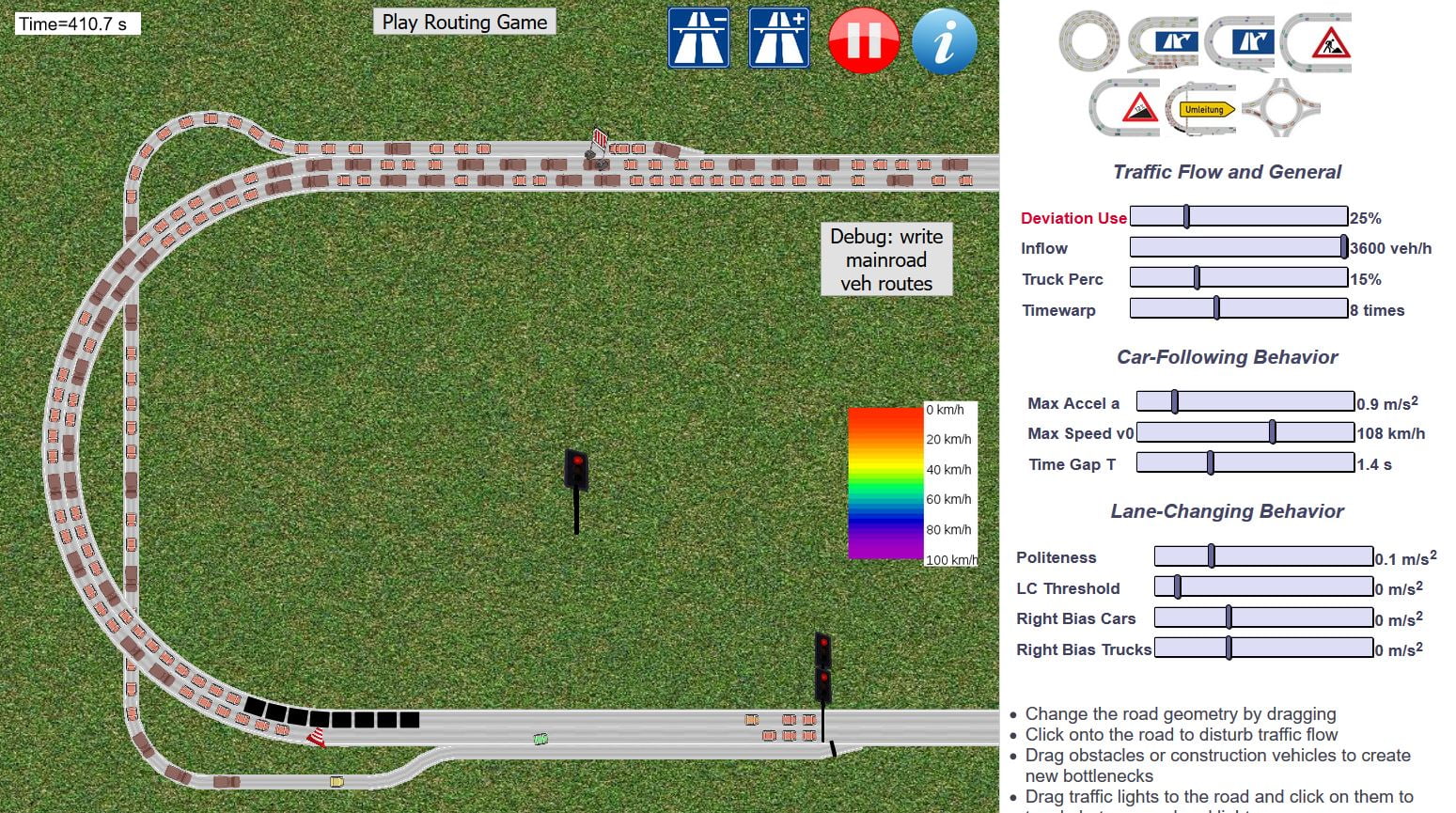traffic simulation embouteillage travaux route