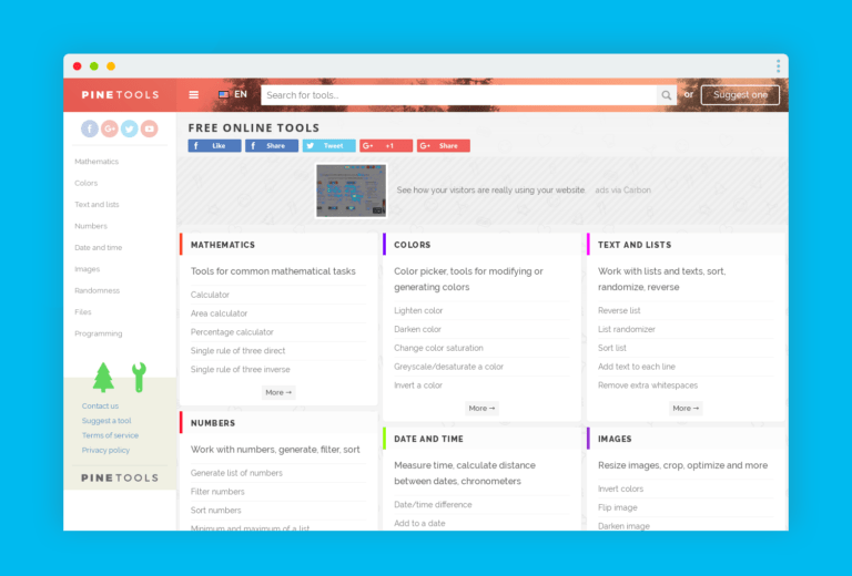 PineTools, the Swiss army knife of online tools!