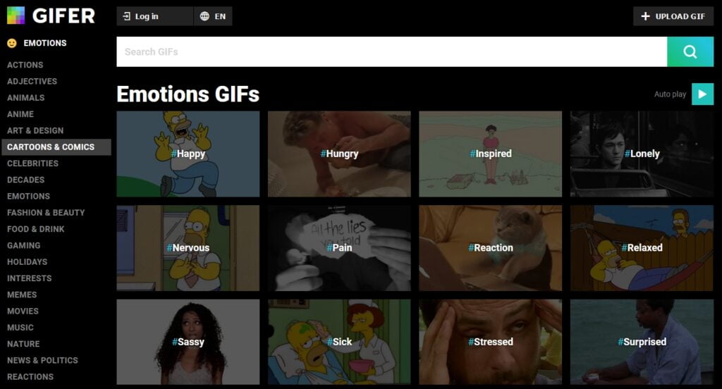 Gifer, an alternative to Giphy to find lots of animated GIFs
