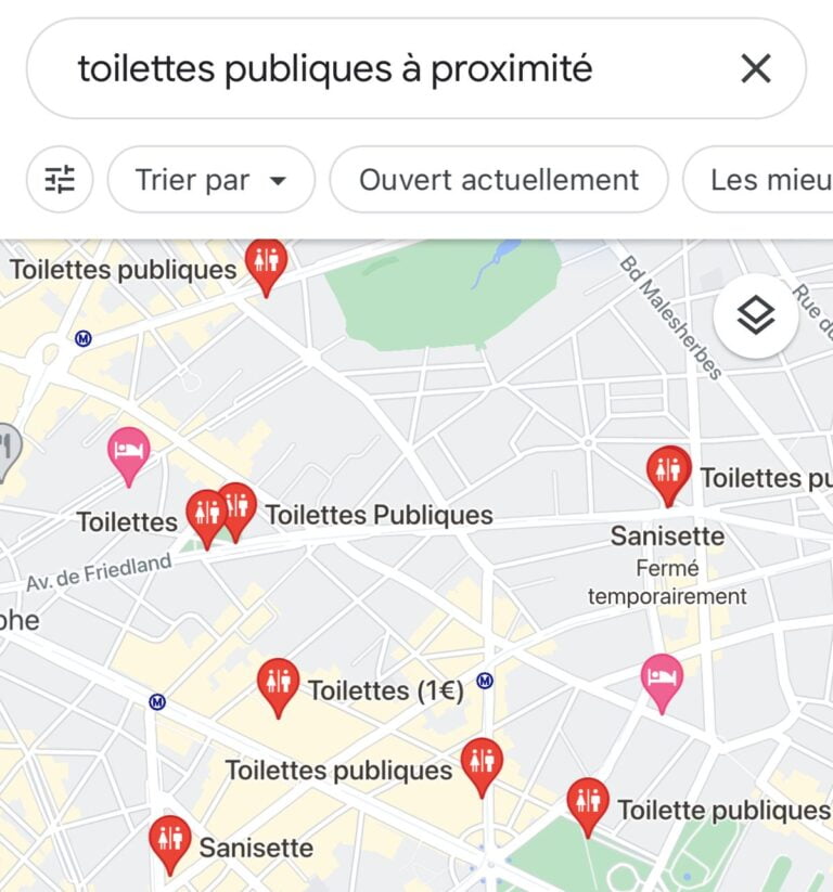 Comment trouver des toilettes publiques avec Google Maps