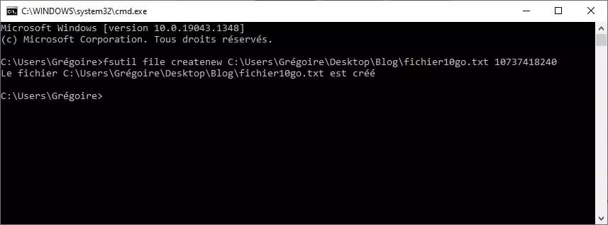 Créer un fichier vide d'une taille spécifique sous Windows ? 2 creation fichier taille sur mesure invite commande