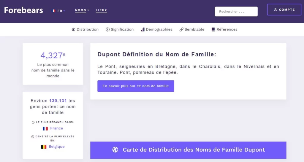 Ce site vous permet de visualiser la popularité d'un nom de famille dans le monde 1 Visualiser la popularité d'un nom de famille dans le monde