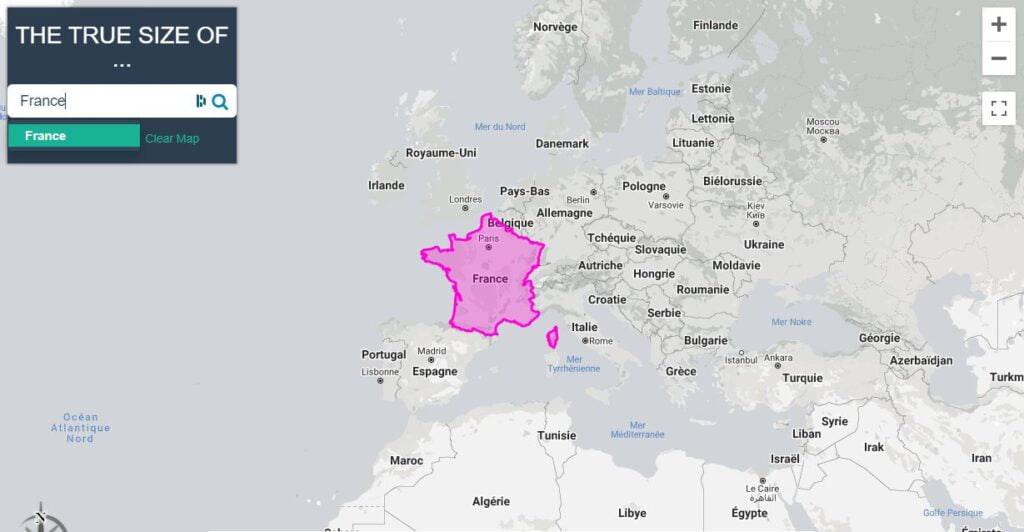 the true size of carte