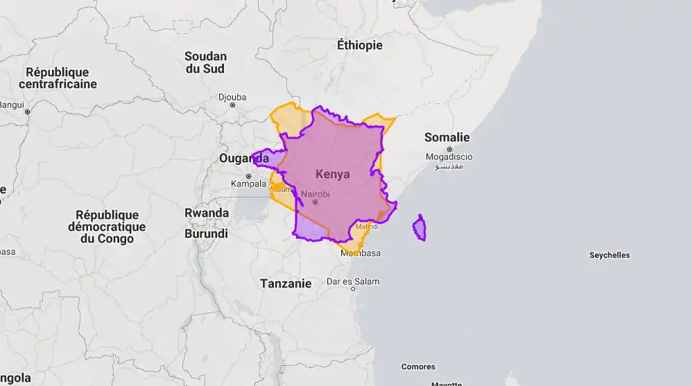 Comparer la taille réelle des pays du monde - The True Size - France / Kenya
