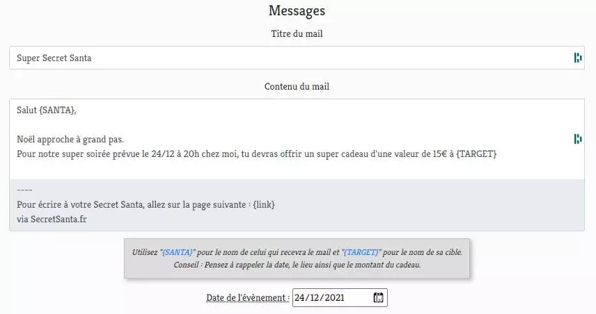 secretsanta message