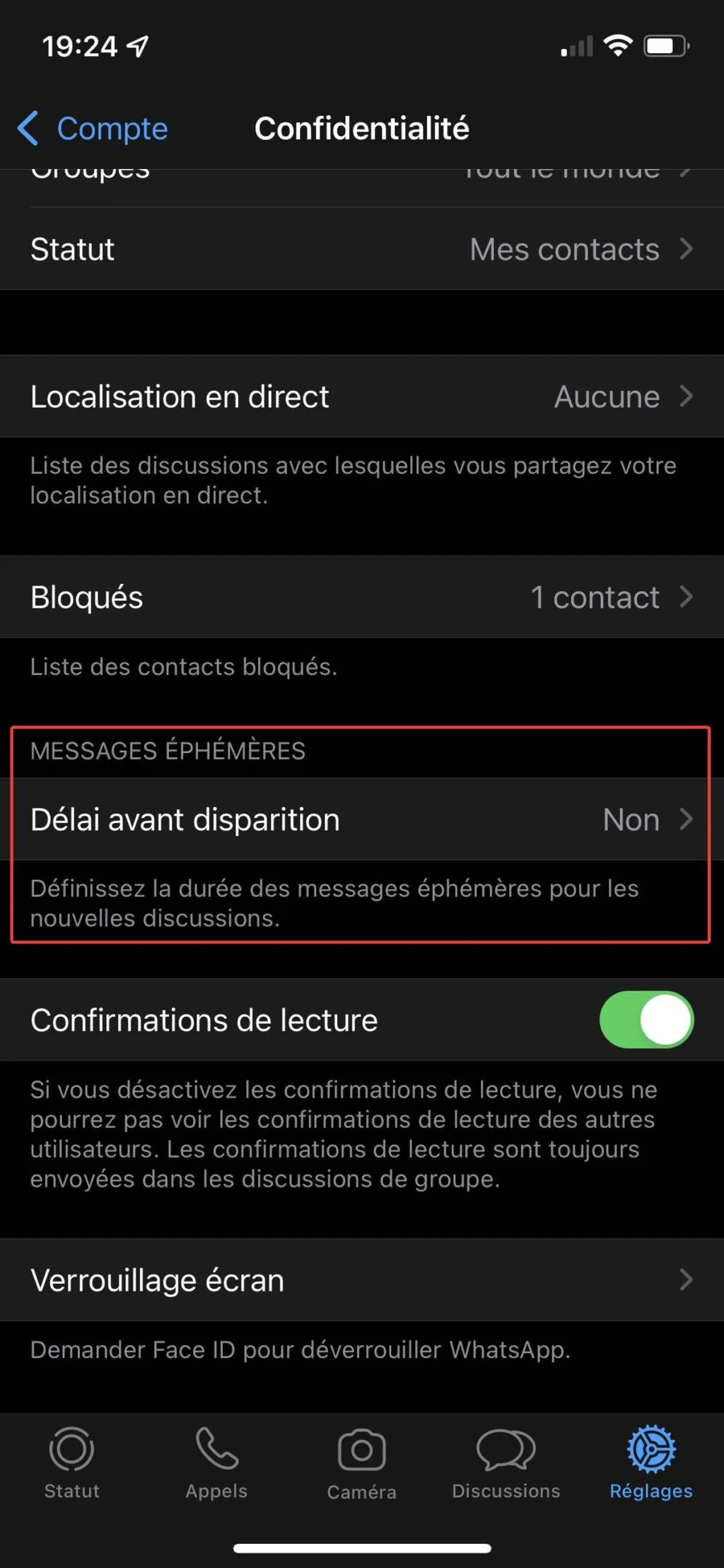 WhatsApp : faire en sorte que les messages s'effacent après un certain temps 6 messages ephemeres whatsapp 2