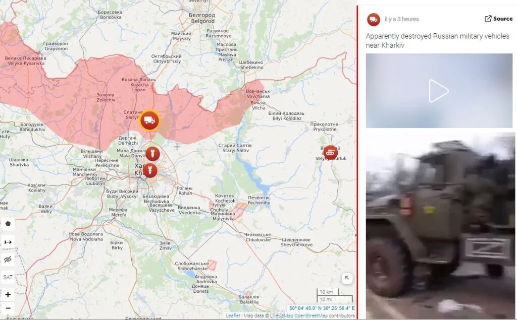 liveeuamap guerre ukraine russie camions detruits