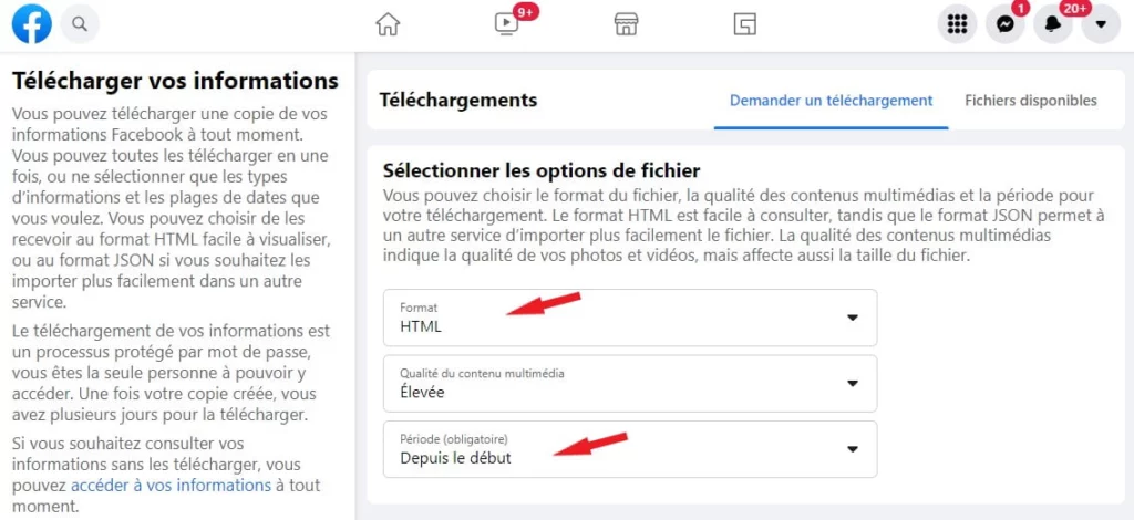Comment télécharger toutes vos données Facebook ? 5 telecharger donnees facebook 5