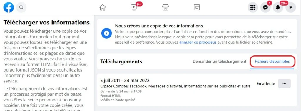 Comment télécharger toutes vos données Facebook ? 8 telecharger donnees facebook 7