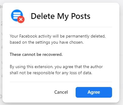 delete my posts nettoyage facebook disclaimer