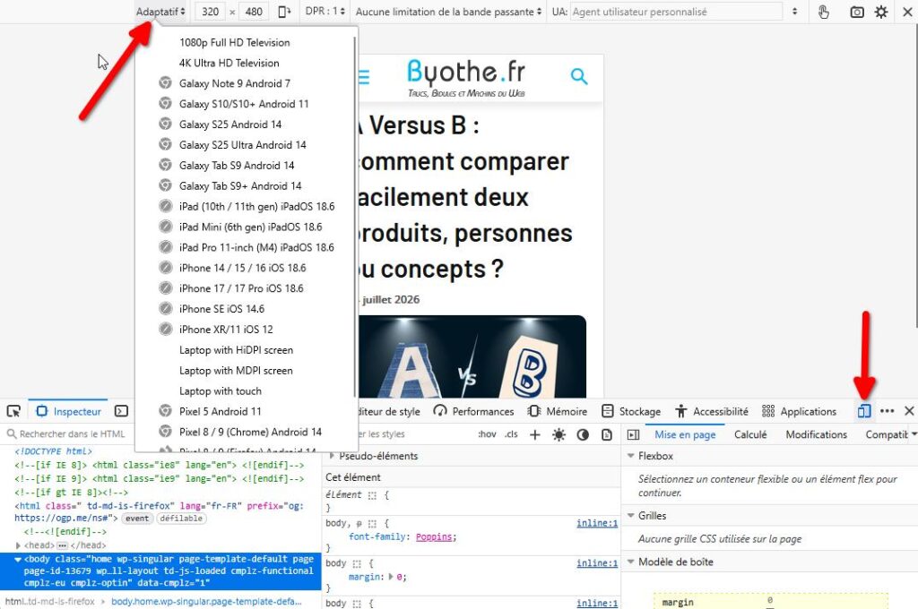 tester site web appareils firefox | Tester un site web sur différents appareils ou résolutions d'écran