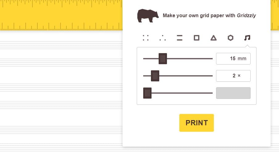 gridzzly papier quadrillage personnalise papier musique | Gridzzly permet de créer du papier avec un quadrillage personnalisé à imprimer