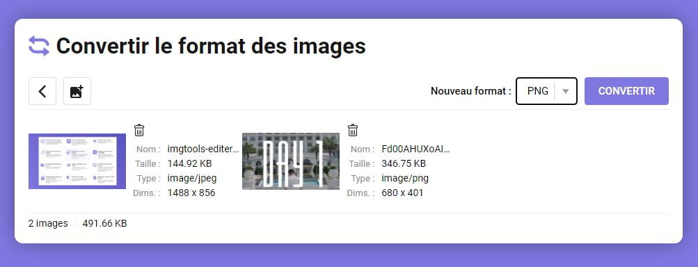 Editer des photos avec ImgTools - convertir le format des images