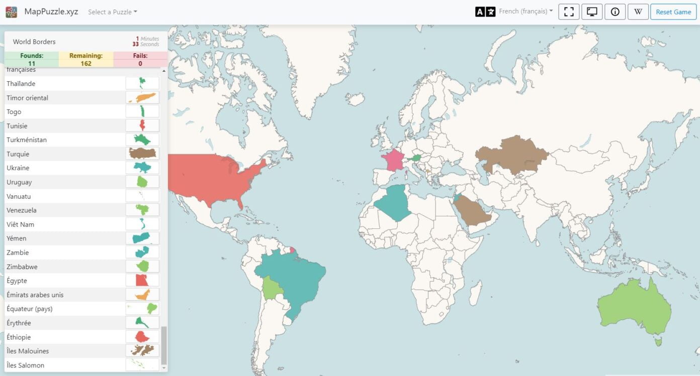 MapPuzzle, testez vos connaissances avec ce jeu de geographie en ligne ...