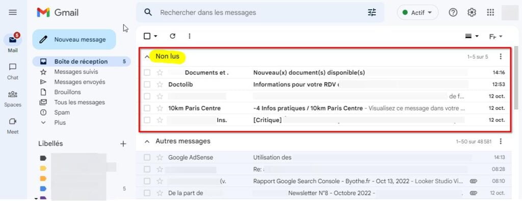 Comment afficher les emails non lus dans Gmail ?