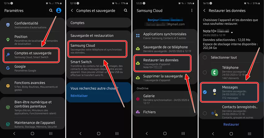 samsung cloud restaurer sms | 3 solutions pour récupérer des SMS supprimés sur Android sans sauvegarde