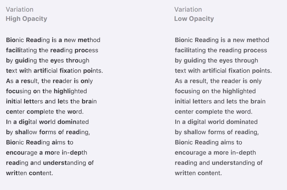 bionic reading opacite | Découvrez Bionic Reading : l'outil révolutionnaire pour lire plus vite !