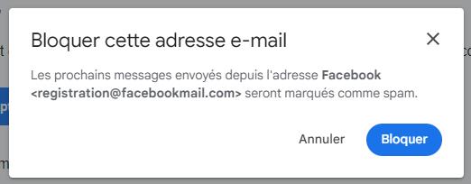 bloquer un expéditeur sur Gmail web