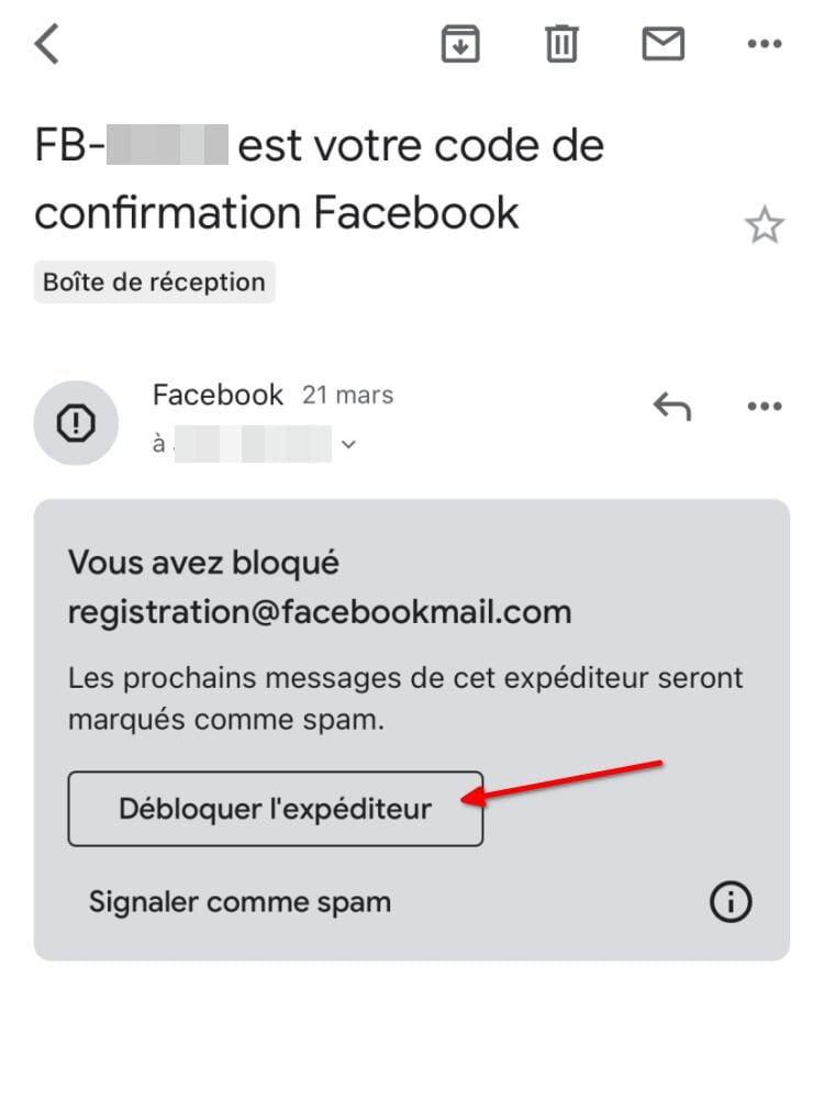débloquer un expéditeur sur Gmail mobile