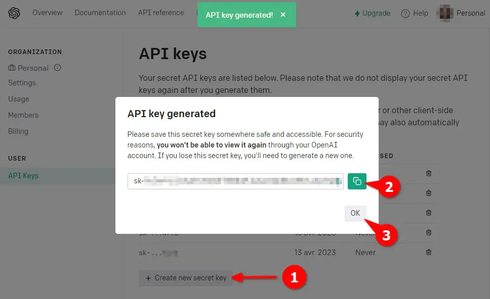 obtenir cle api openai 2 | Comment faire pour obtenir une clé API OpenAI