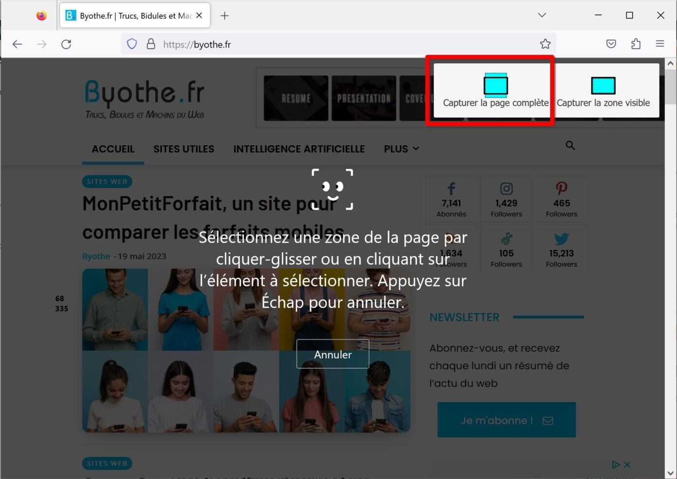 Comment effectuer une capture d'écran d'une page entière avec Firefox