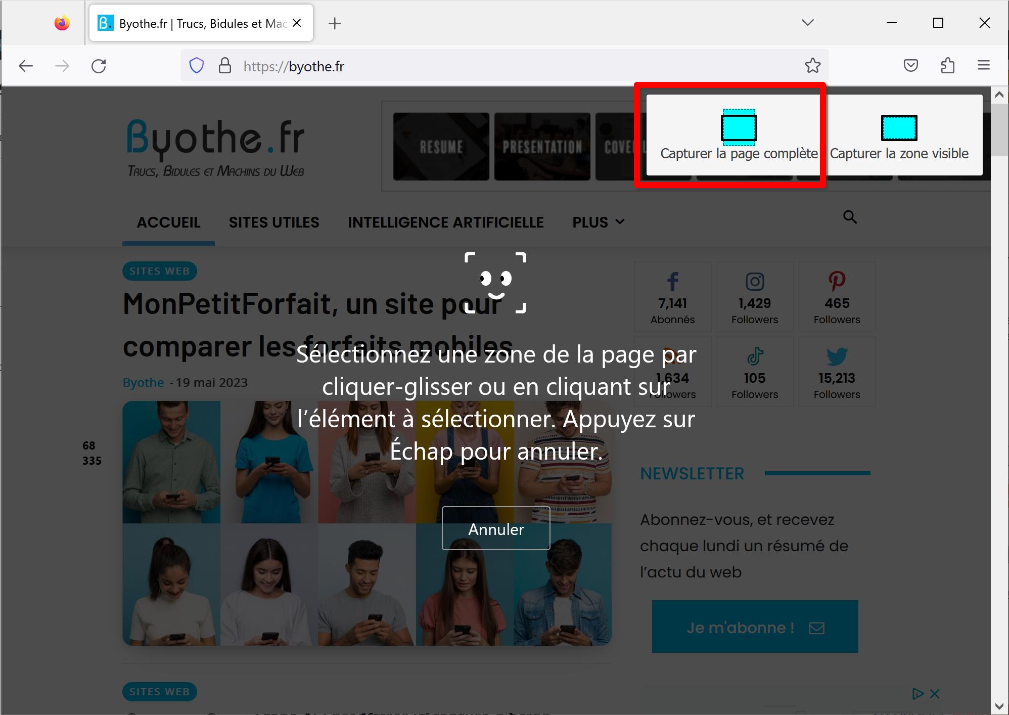 Comment effectuer une capture d'écran d'une page entière avec Firefox