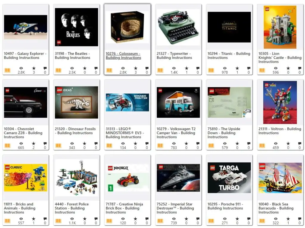 notices de montage lego 1 | Plus de 6800 notices de montage LEGO à télécharger gratuitement !