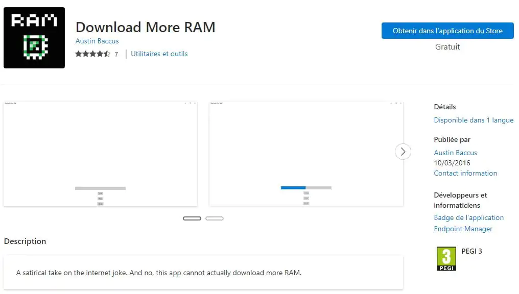 DownloadMoreRAM.com - version application sur le Microsoft Store