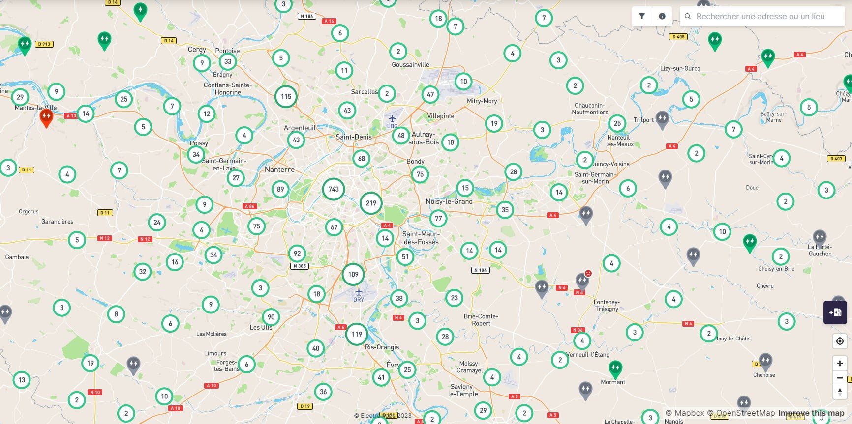 Electromaps, carte des bornes de recharge pour voitures électriques