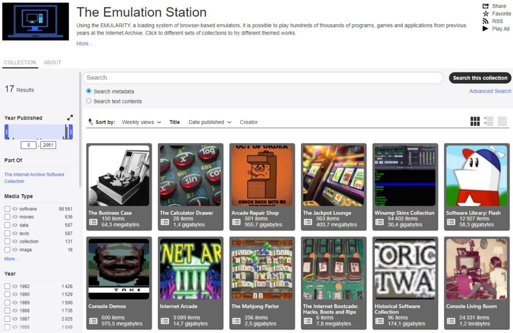 the emulation station internet archive liste | Internet Archive propose plus de 250 000 logiciels et jeux émulés dans votre navigateur