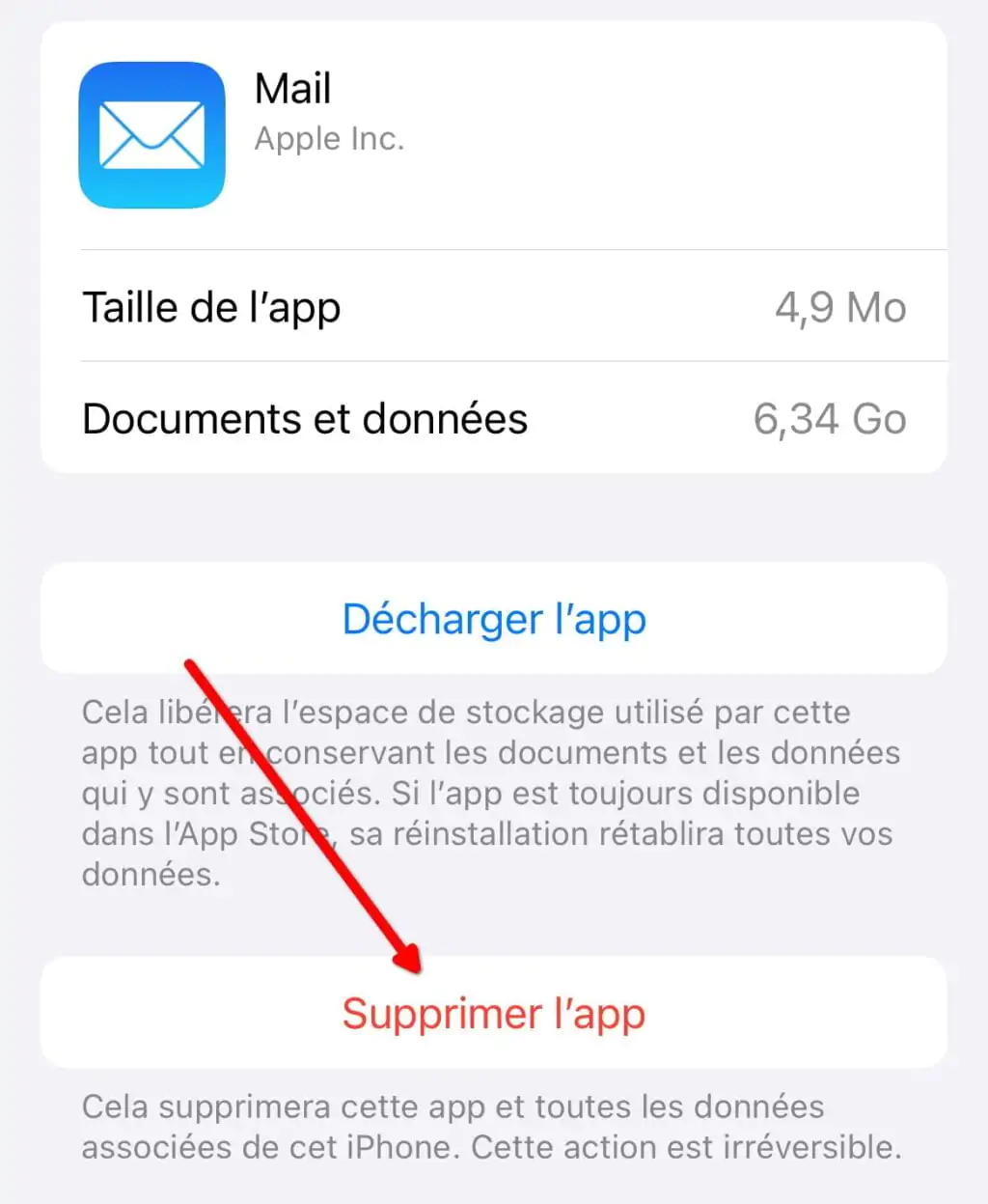 Libérer de l'espace sur mail sur iPhone - Supprimer Mail