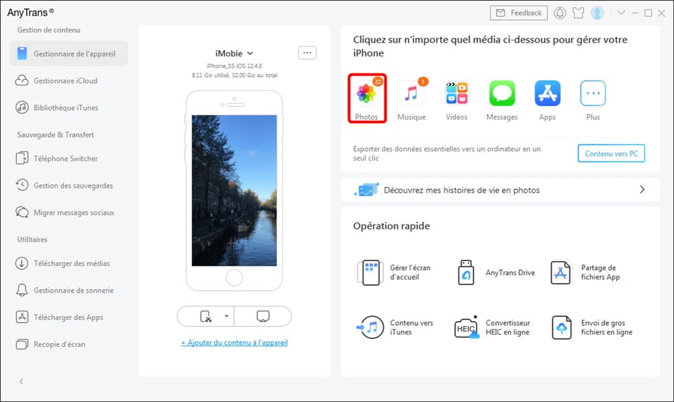 Transférer des photos d'un iPhone vers un disque dur externe sur PC/Mac